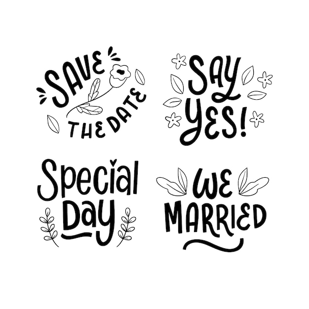 Free vector wedding lettering set