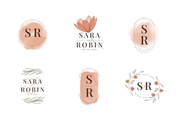 Wedding logo template design set