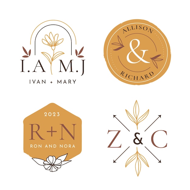 Free vector wedding logo template design