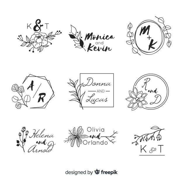 Wedding logos with monogram letters