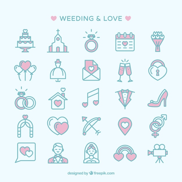 Free vector wedding and love icons