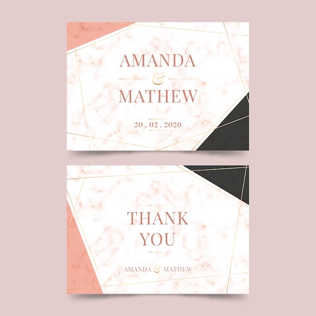 Free vector wedding marble card template