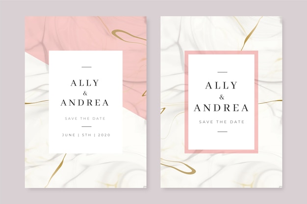 Free vector wedding marble card template