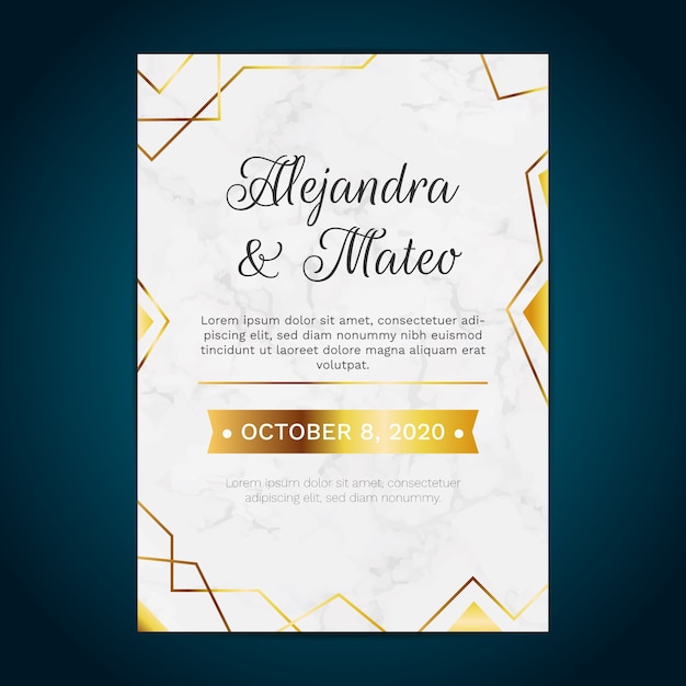 Free vector wedding marble card template