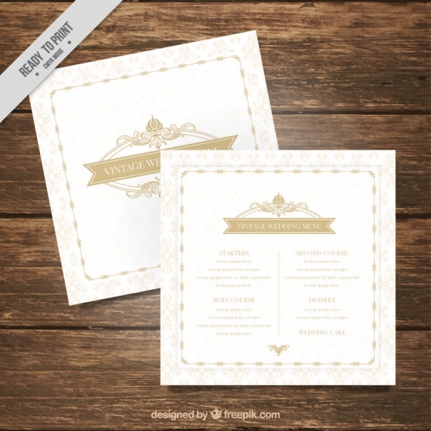 Free Vector wedding menu template