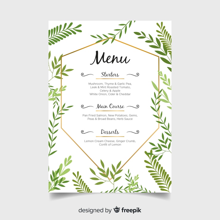 Free Vector wedding menu template