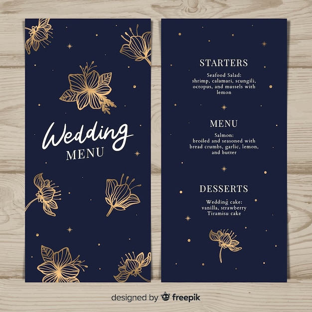 Free vector wedding menu template