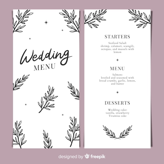 Free vector wedding menu template