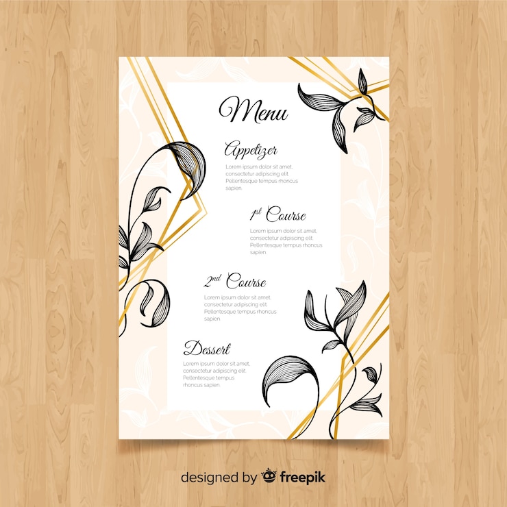 Free Vector wedding menu template