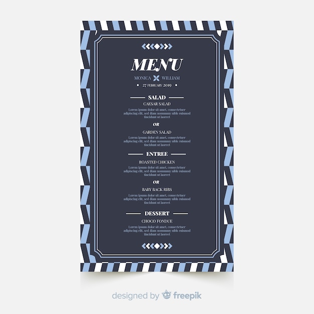 Free vector wedding menu template