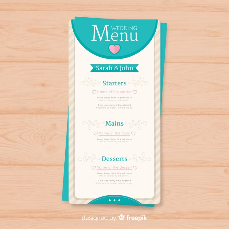 Free Vector | Wedding menu template