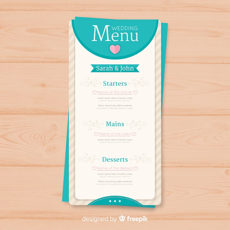 Free Vector | Wedding menu template