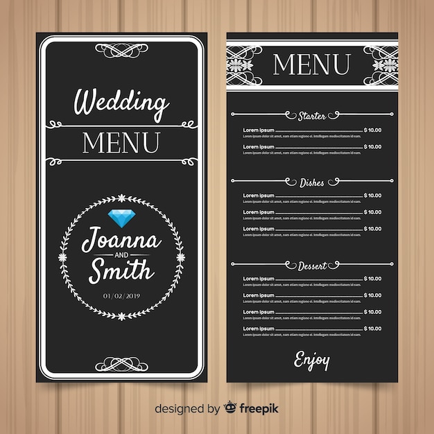 Free vector wedding menu template