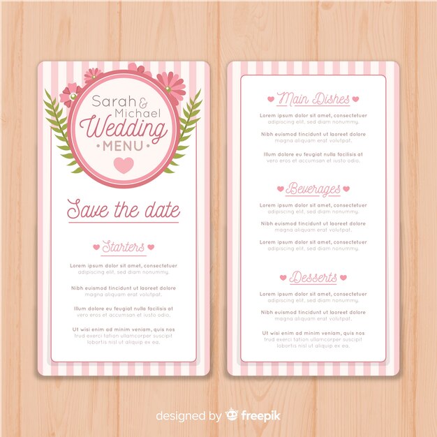 Wedding menu template