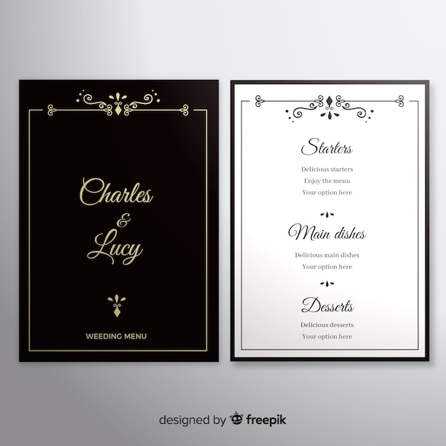 Free vector wedding menu template