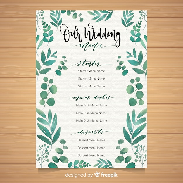 Wedding menu template