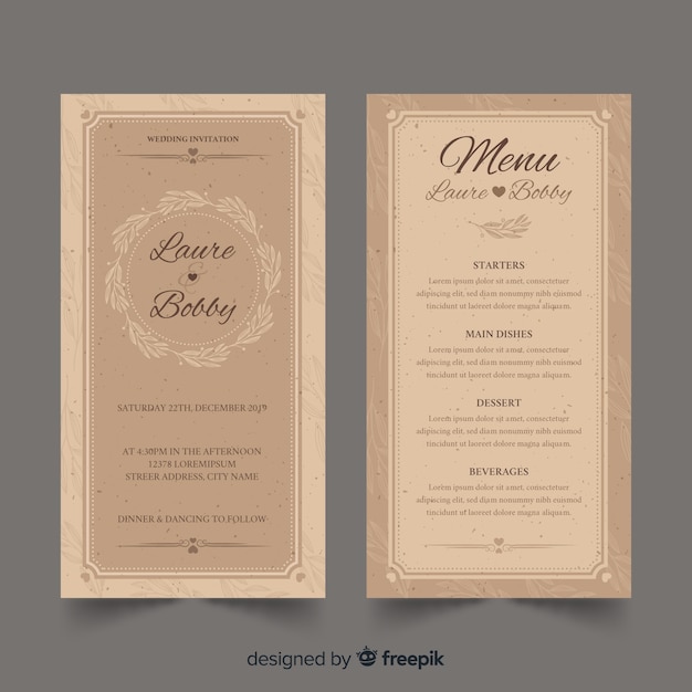 Wedding menu template