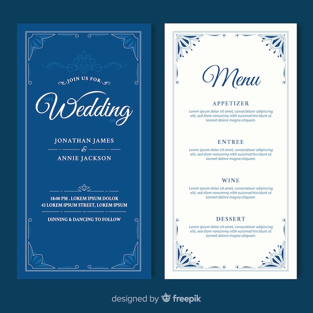 Wedding menu template