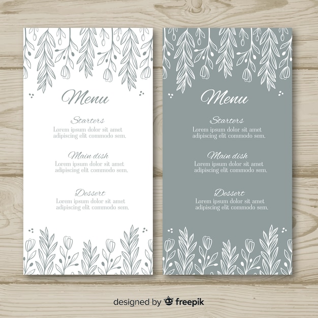 Free vector wedding menu template