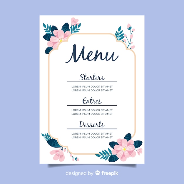 Wedding menu template