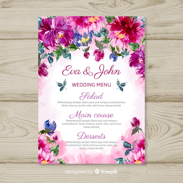 Wedding menu template