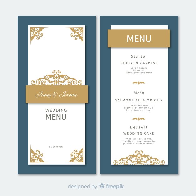 Wedding menu template