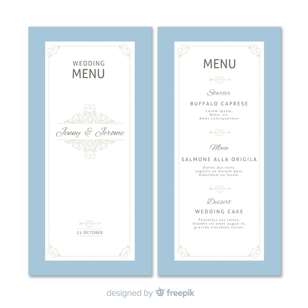 Wedding menu template