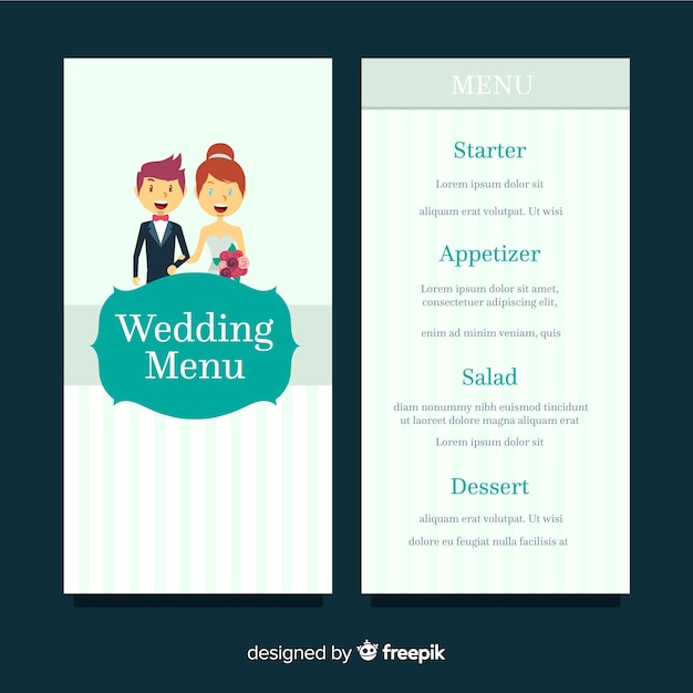 Free vector wedding menu template