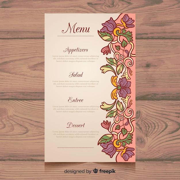 Wedding menu template