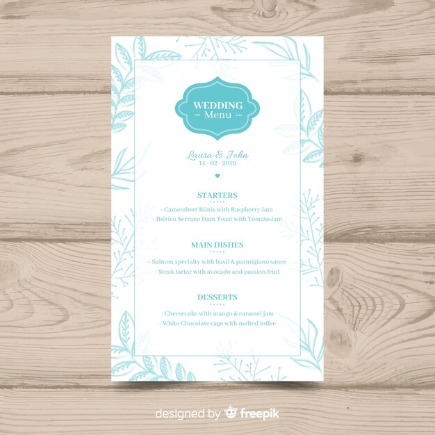 Wedding menu template