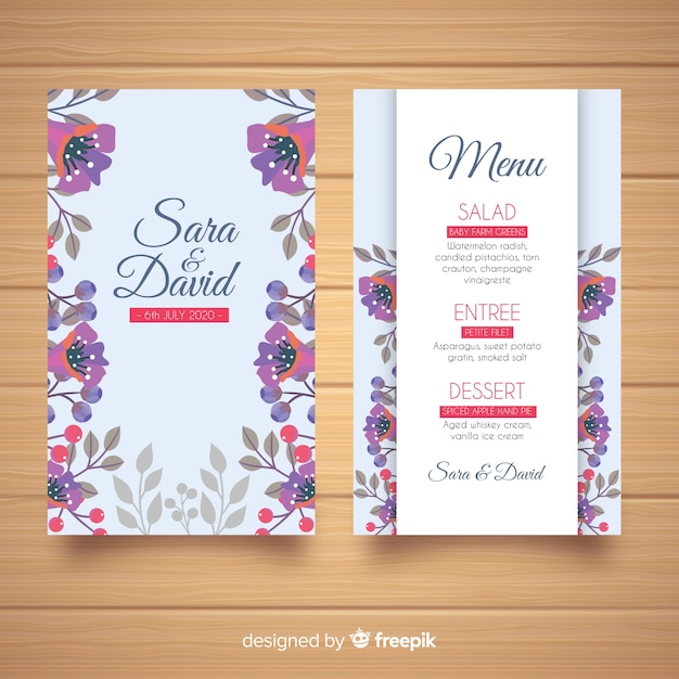 Free vector wedding menu template