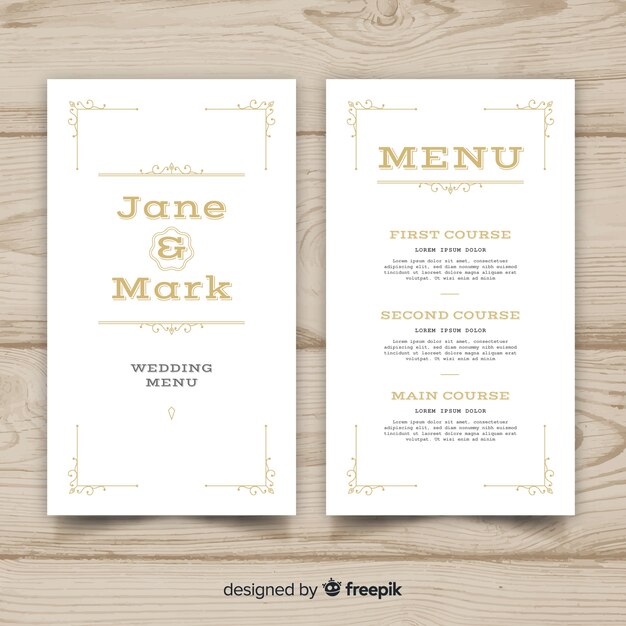 Wedding menu template