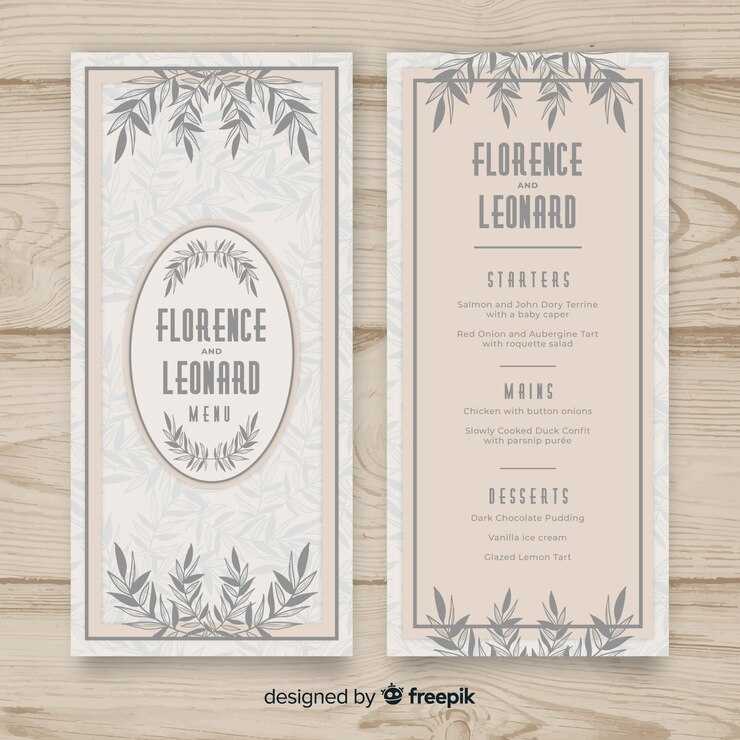 Free Vector wedding menu template
