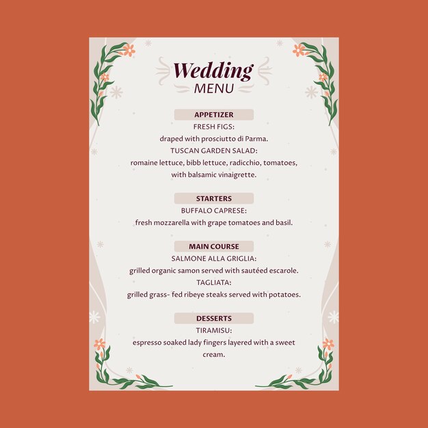 Wedding menu template