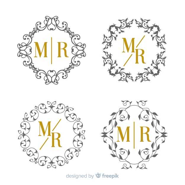 Free vector wedding monogram collection template