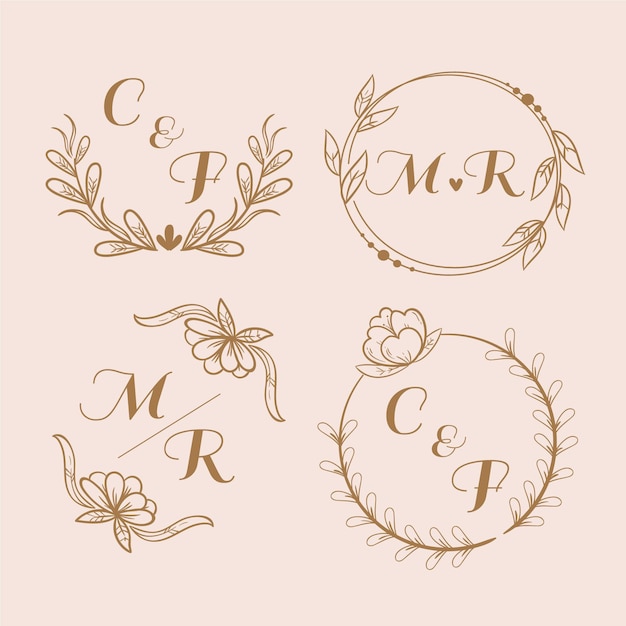 Wedding monogram logo collection