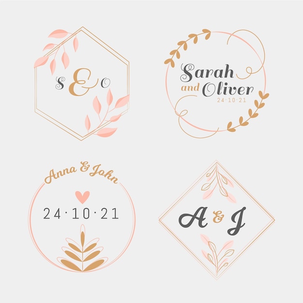 Free: Collection of wedding monogram logos Free Vector 