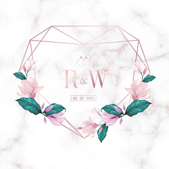 Wedding monogram logo design template. watercolor floral frame for invitation card design.