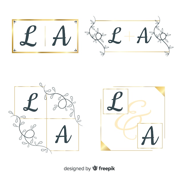 Wedding monogram logo template collection