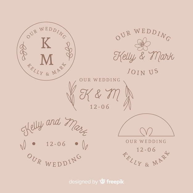 Free vector wedding monogram logo template collection