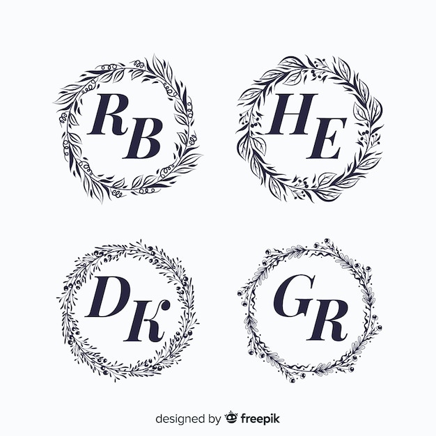 Free vector wedding monogram logo templates collection