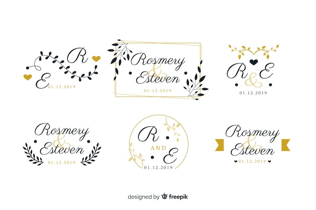 Free vector wedding monogram logo templates collection