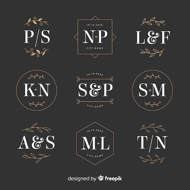 Wedding monogram logo templates collection