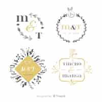 Vettore gratuito collezione di modelli di logo monogramma di nozze