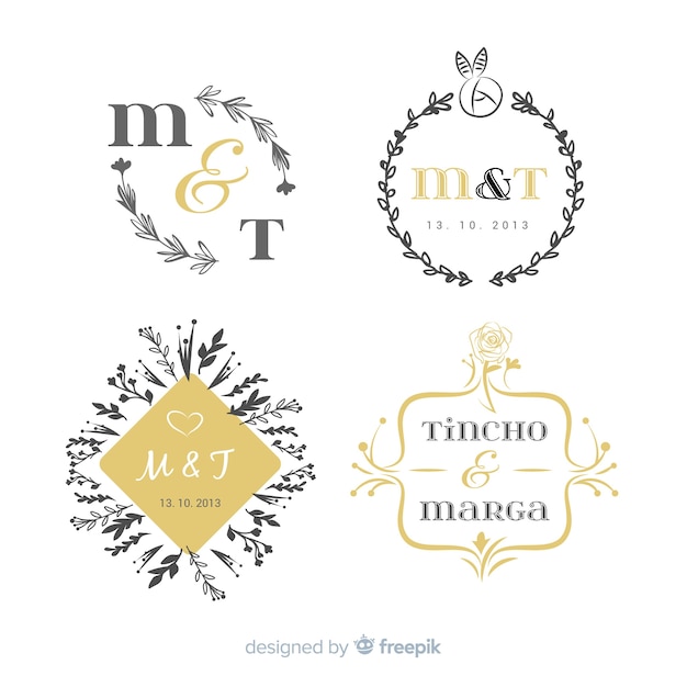 結婚式のモノグラムのロゴのテンプレートコレクション