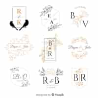 Free vector wedding monogram logo templates collection