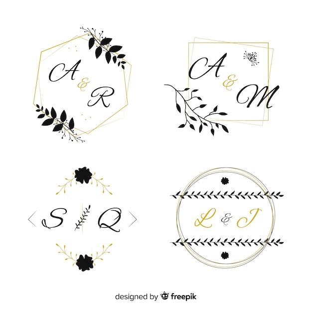 Wedding monogram logo templates collection