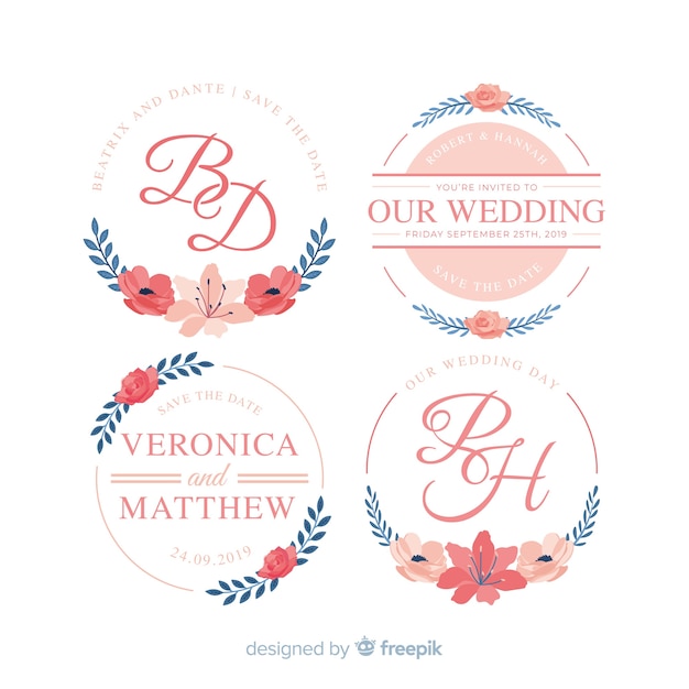 Wedding monogram logo templates collection