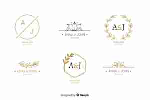 Free vector wedding monogram logo templates collection