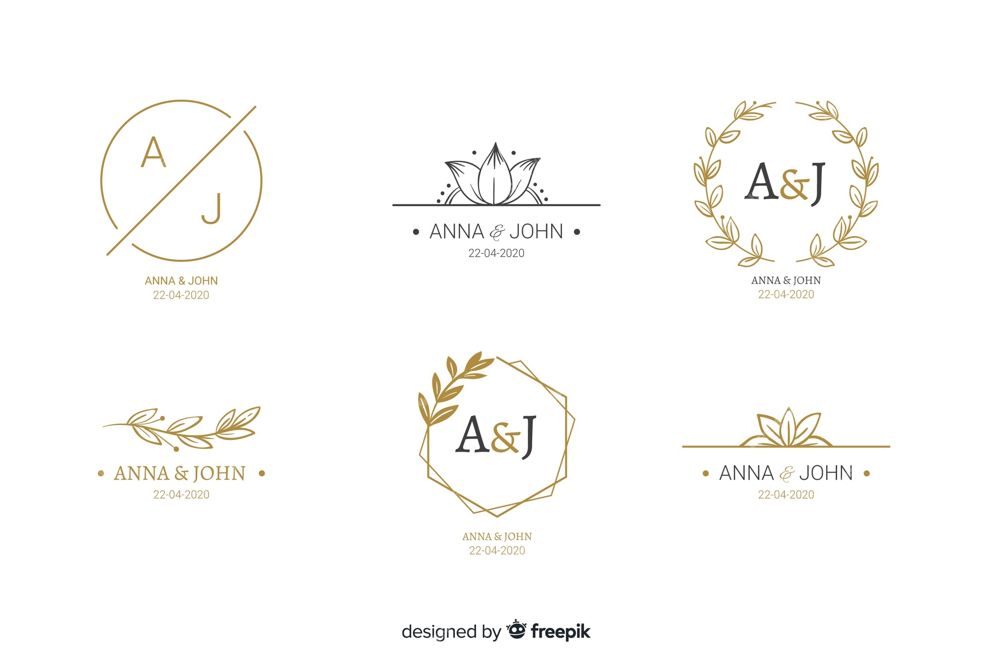 Wedding Monogram Logo Collection Stock Illustration - Download